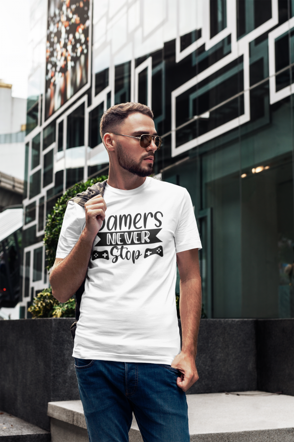 Gamers Never Stop gaming tshirt for sale
